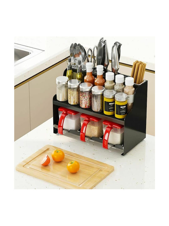 Plastic Tabletop Spice Rack Organizer Black