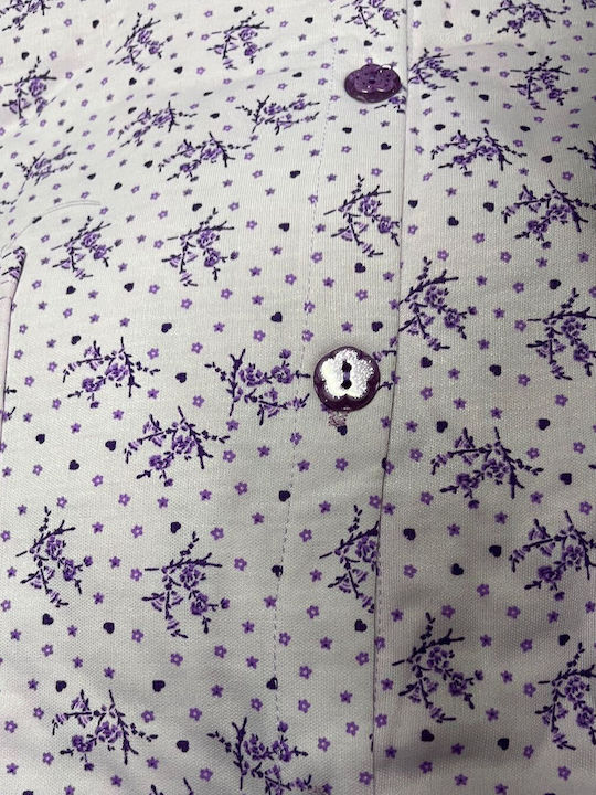 GN cămașă de noapte de iarnă caldă cu nasturi 7573 violet