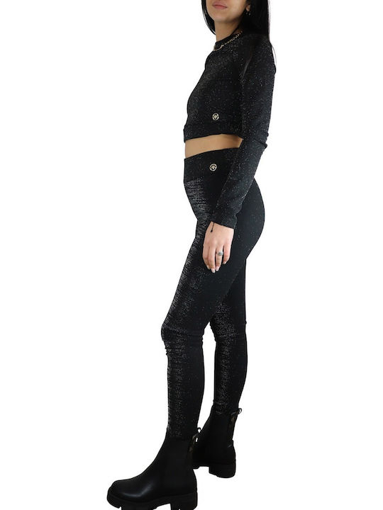 Women's Crop Top Long Sleeve Black