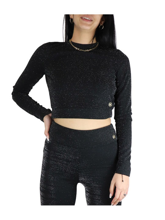 Women's Crop Top Long Sleeve Black