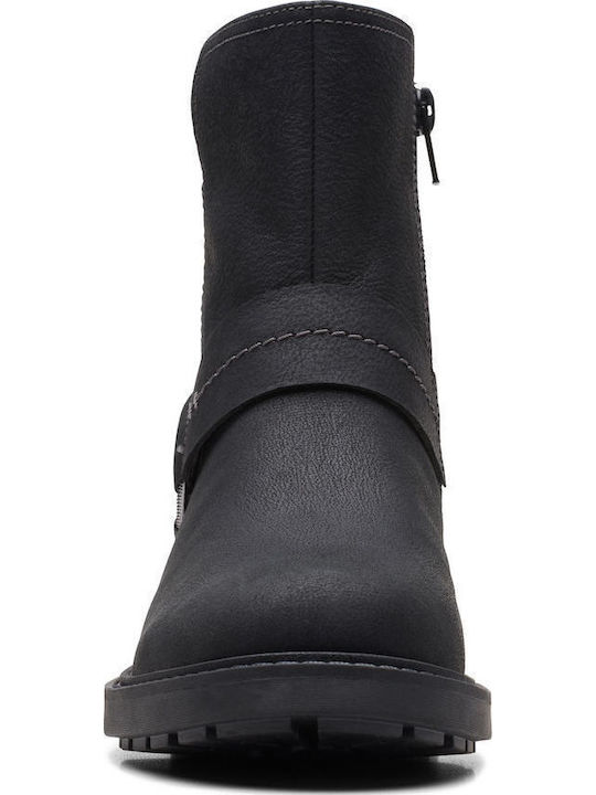 Opal Rose Leder Stiefeletten Damen Schwarz