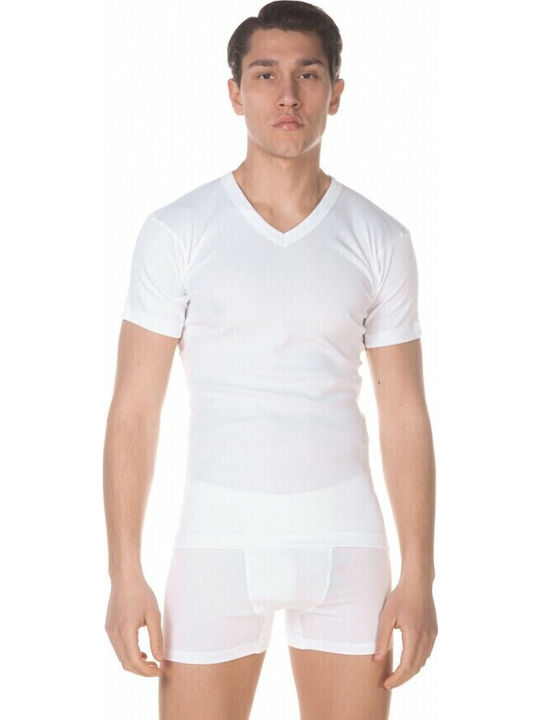 Men's Undershirt Short-sleeved in White Color