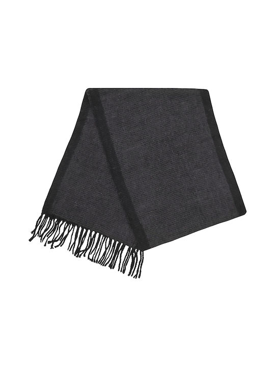 Women's scarf Men's scarf with fringes Black Grey code 3559K