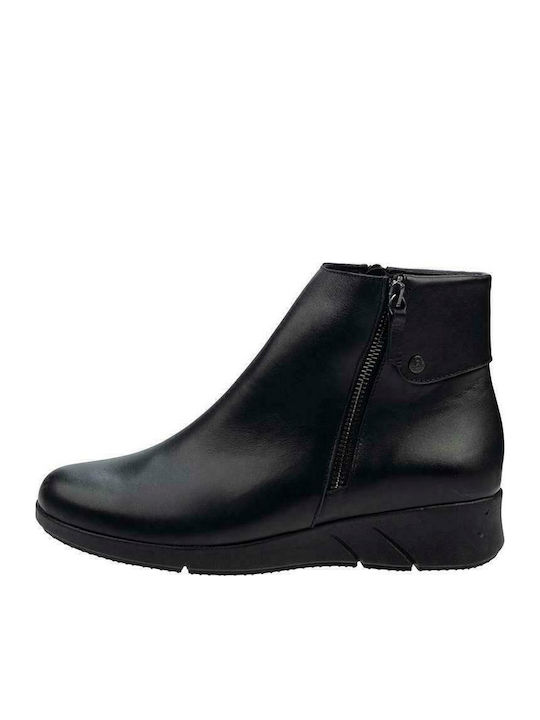Ghete dama de piele cu Platformă Negru
