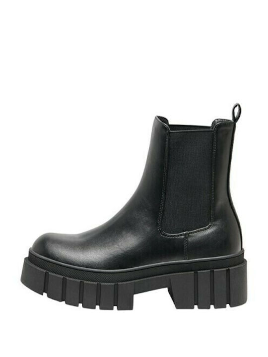 Leder Damen Chelsea Stiefeletten Schwarz