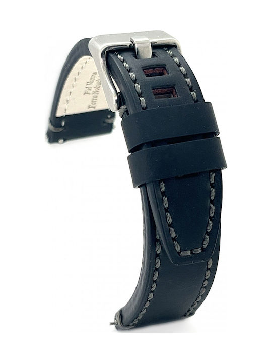 Diloy Straps Δερμάτινο Λουράκι Μαύρο 24mm