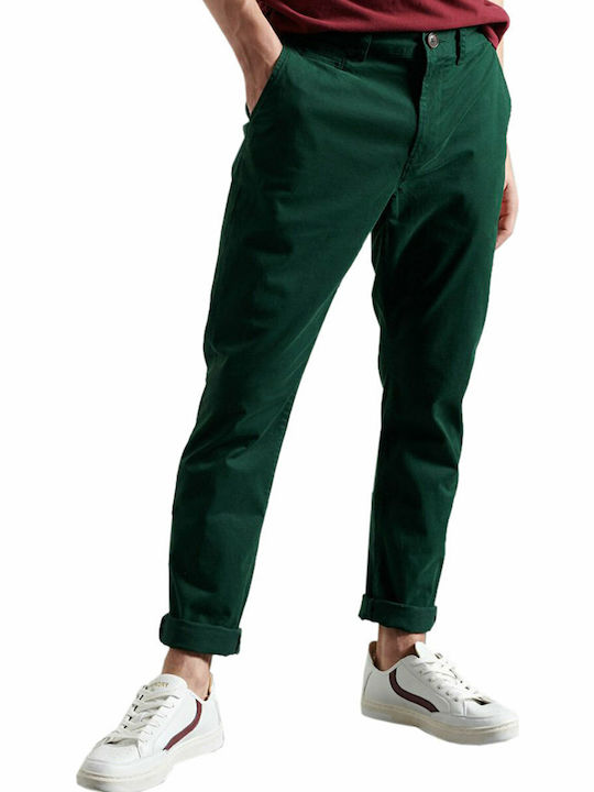 Superdry Pantaloni pentru bărbați Chino Elastice cu Croială Slim Verde