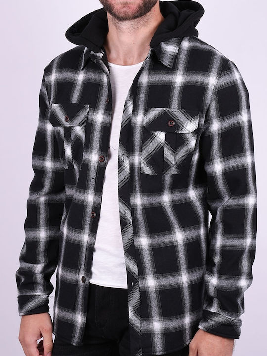 Men's overshirt jacket plaid Black