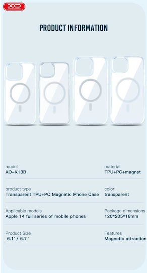 XO K13B Umschlag Rückseite Silikon Transparent (iPhone 14 Pro Max)