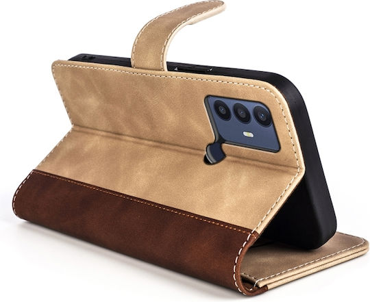 TCL Wallet Piele Brown / Yellow (TCL 306 / 305 / 30 SE / 30E - TCL 306 / 305 / 30 SE / 30E)