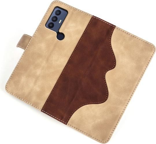 TCL Wallet Piele Brown / Yellow (TCL 306 / 305 / 30 SE / 30E - TCL 306 / 305 / 30 SE / 30E)