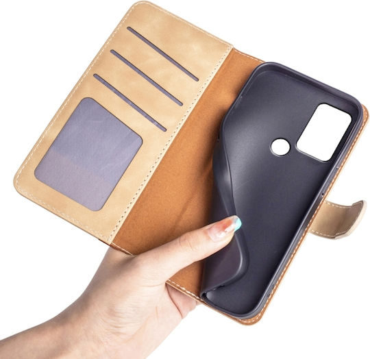 TCL Wallet Piele Brown / Yellow (TCL 306 / 305 / 30 SE / 30E - TCL 306 / 305 / 30 SE / 30E)