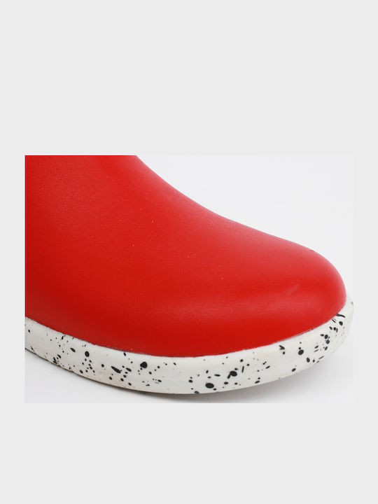 Leather Kids Boots with Zipper Red