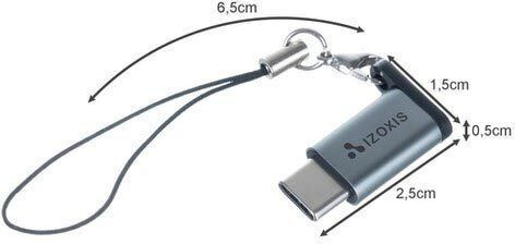 Izoxis Izoxis Конвертор USB-C Мъжки към Micro USB Женски Сребрист