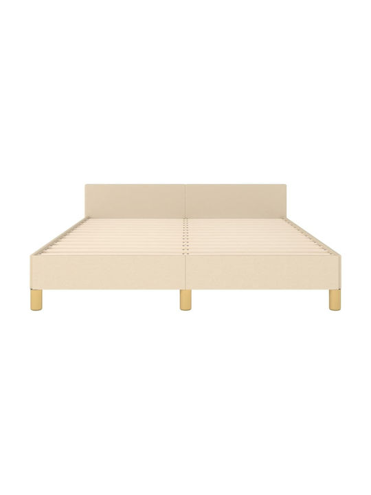 Double Upholstered Bed with Fabric Cream for Mattress 140x200cm