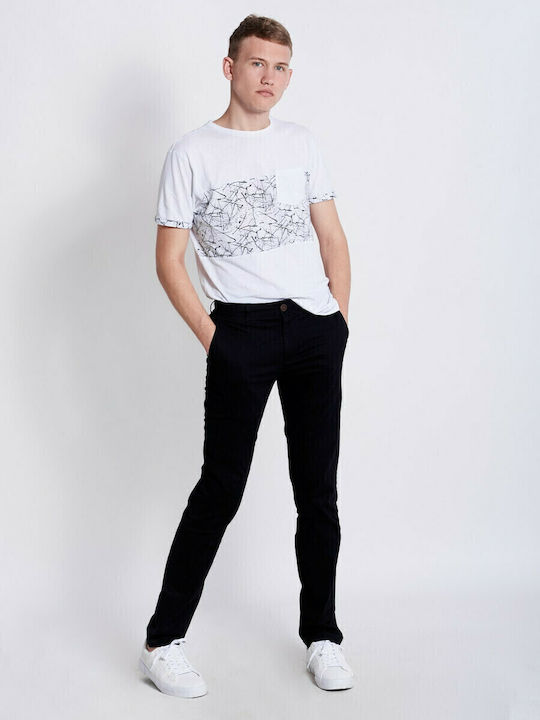 Miami Pantaloni Chino Elastic cu Croială Slim Negru