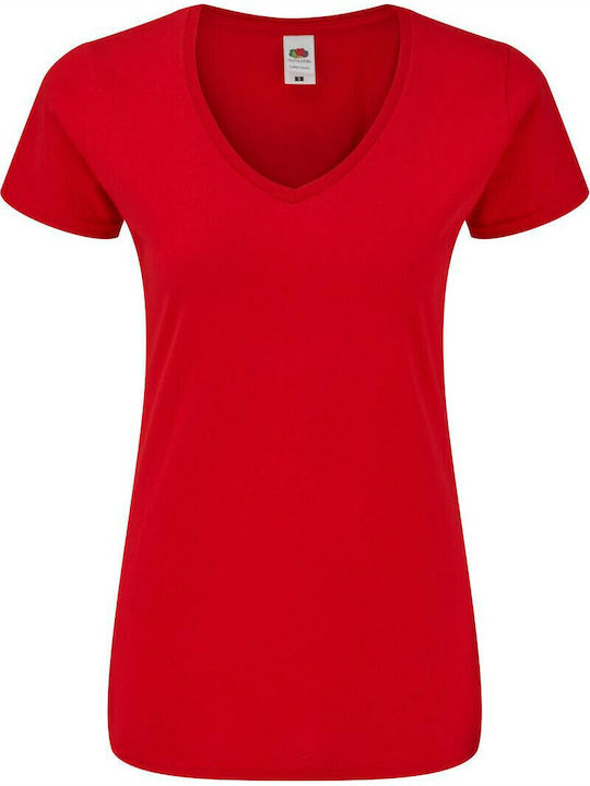 Fruit of the Loom Iconic 150 Women's Short Sleeve Promotional T-Shirt Red