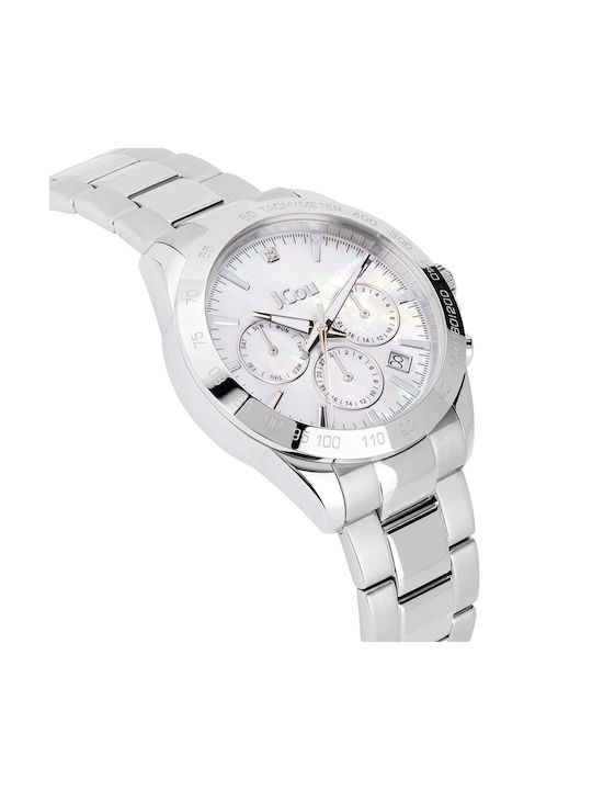 Jcou Meduse Uhr Chronograph mit Silber Metallarmband