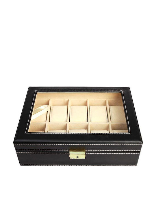 Loco Case with transparent lid for 10 watches in Black color AT0010635