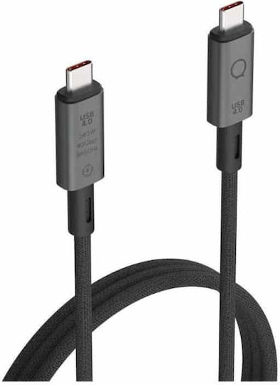 LinQ Плетен USB 4 Видео Кабел USB-C Мъжки - USB-C 240W Захранване PD Черен 1м LQ48029