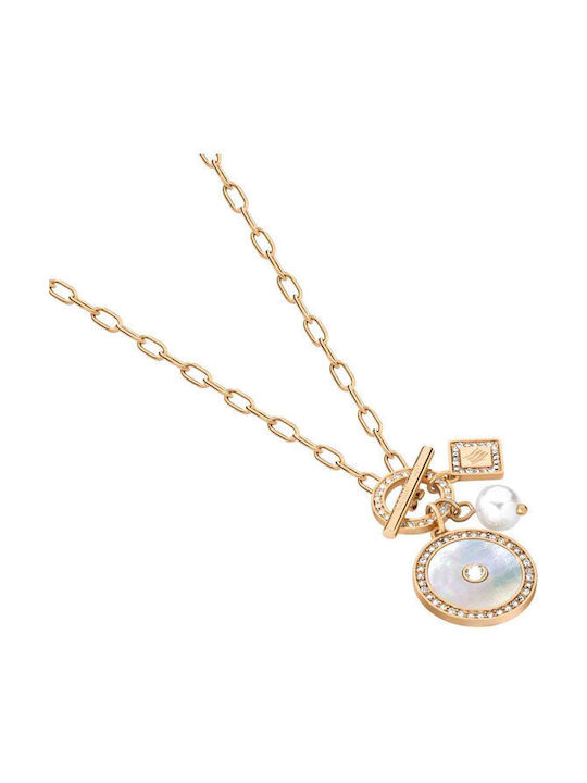 Cerruti Charmu Necklace Double from Gold Plated Steel with Pearls