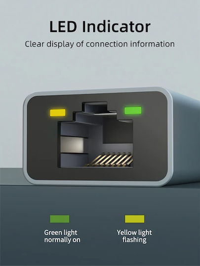 Cabletime CT-CML1000-AG USB Netzwerkadapter USB-C mit Verkabelt Verbindung Gigabit Ethernet