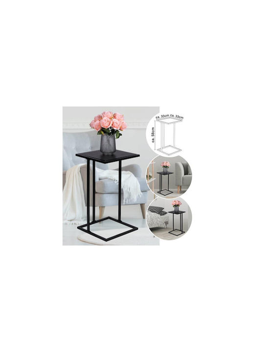 Square Side Table Black L33xW33xH58cm