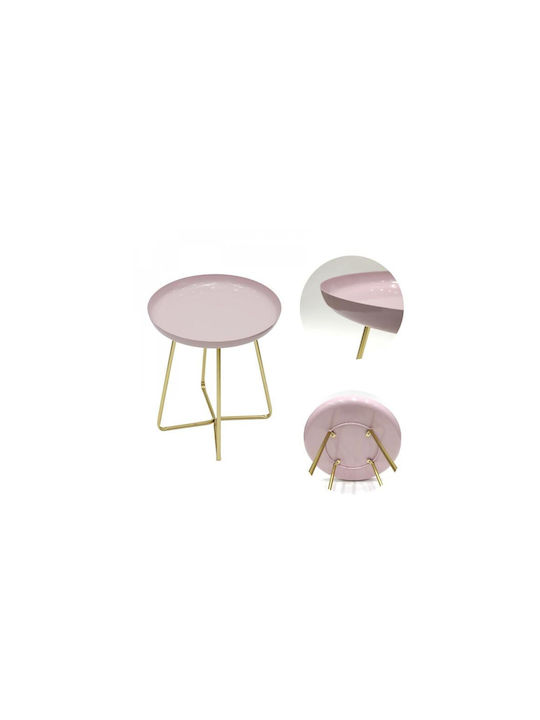 Round Side Table Metal Pink / Gold M40xL40xH48.5cm
