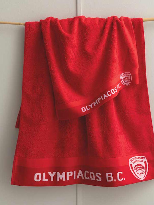 Palamaiki Πετσέτα Προσώπου Olympiacos BC 1925 50x100εκ. Κόκκινη Βάρους 500gr/m²