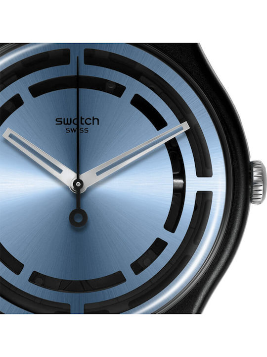 Swatch Ceas Barbati 41mm Baterie cu Culoare Neagră Cauciuc de buzunar