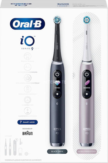 Oral-B iO Series 9 Duo Електрическа Четка за Зъби с Таймер и Калъф за Пътуване Black Onyx / Rose Quartz