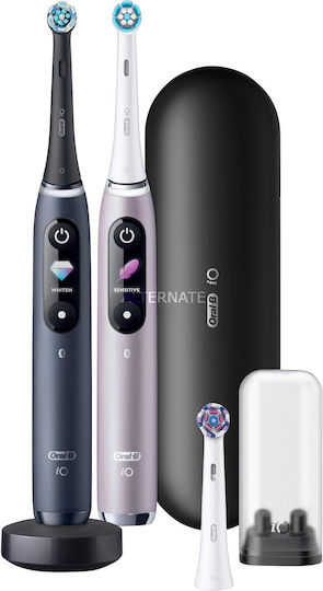 Oral-B iO Series 9 Duo Electric Toothbrush with Timer, Pressure Sensor and Travel Case Black Onyx / Rose Quartz