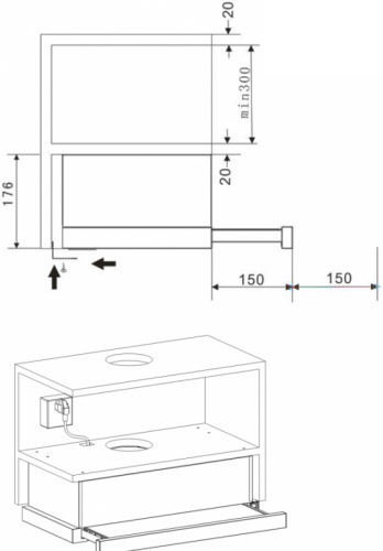 Heinner Sliding Vent Hood 60cm Black