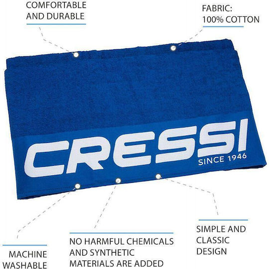 CressiSub Strandtuch Baumwolle Blau 180x80cm.