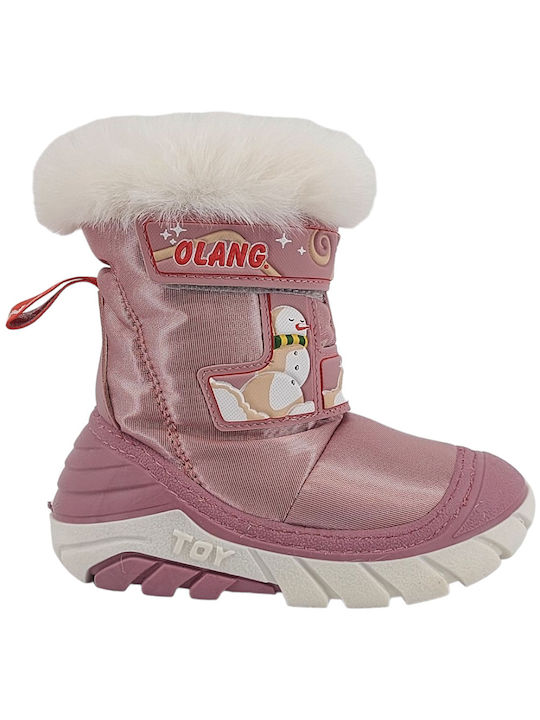 Olang Olang Kids Snow Boots with Hoop & Loop Closure Pink