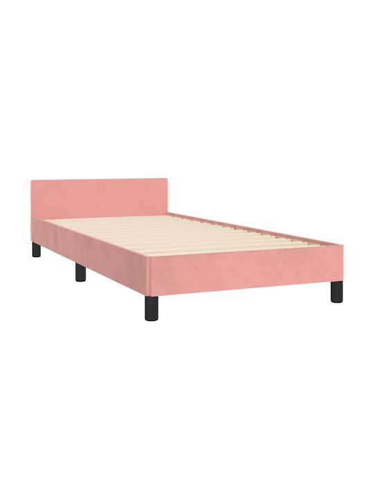 Single Upholstered Bed with Fabric Pink for Mattress 90x200cm