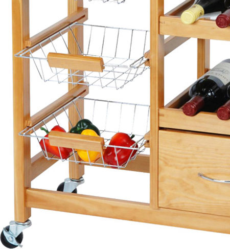 Excellent Houseware Troler De Bucătărie Din Lemn Cu 4 Locuri Maro 66x36x84cm
