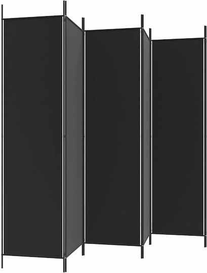 vidaXL Dekorativer Raumteiler Stoff mit 6 Paneelen Black 300x200cm