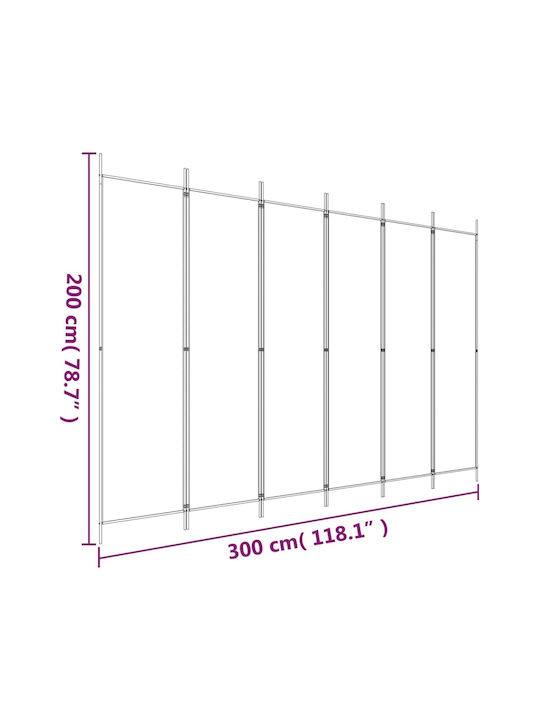 vidaXL Dekorativer Raumteiler Stoff mit 6 Paneelen Black 300x200cm
