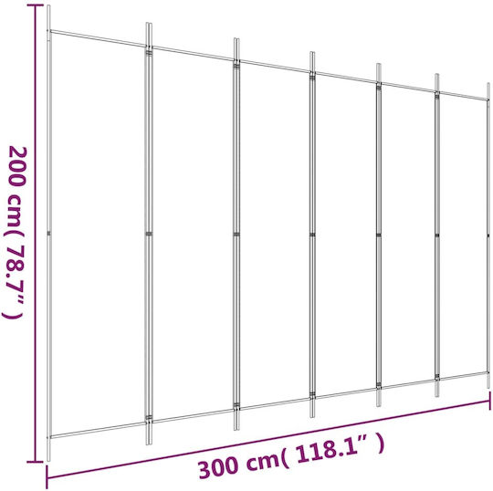 vidaXL Dekorativer Raumteiler Stoff mit 6 Paneelen Black 300x200cm