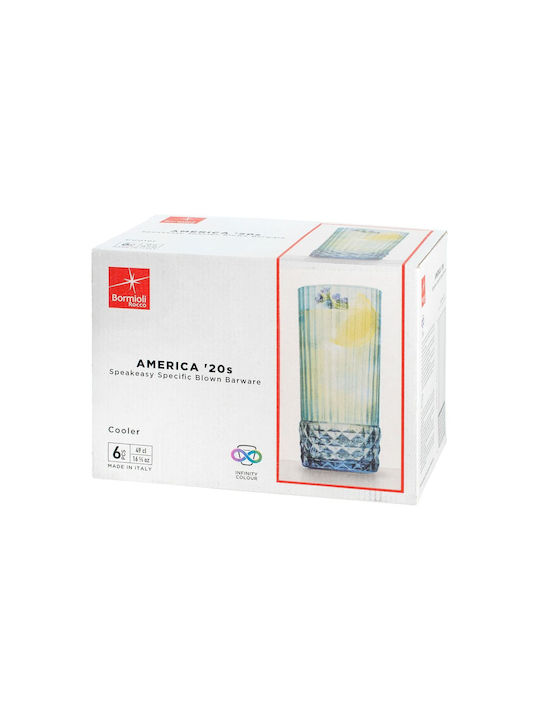 Max Home America 20s Set of Glasses Water made of Glass Saphire Blue 490ml 6pcs