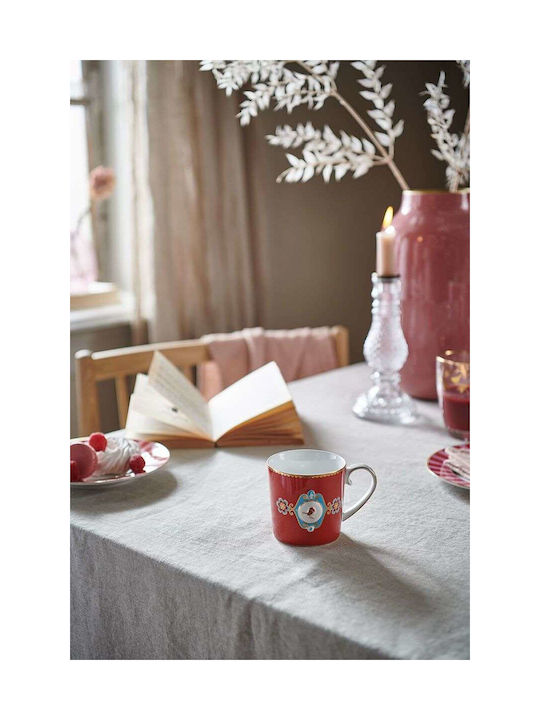 PiP Studio Love Birds Medallion Becher aus Porzellan Rot 250ml