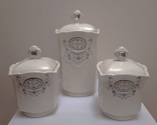 Karvounis Set 2 Bucăți Vaze pentru Zahăr / Cafea cu Capac Ceramică Albă 2 Bucăți Karvounis Set 2 Bucăți Vaze pentru Zahăr / Cafea cu Capac Ceramică Albă 2 Bucăți