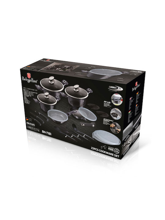 Berlinger Haus Cookware Set of Aluminum with Stone Coating Carbon Pro 22pcs