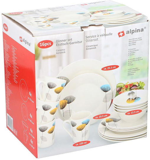 Alpina Appliances Geschirrset Keramik Beige 16Stück