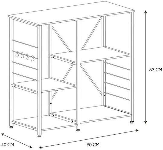 Кухненски Стелаж Дървен 4 Позиции Кафяв 90x40x82см