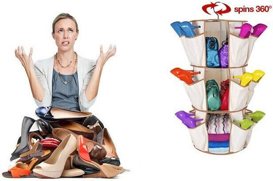 Fabric Hanging Shoe Storage Case in Ecru Color