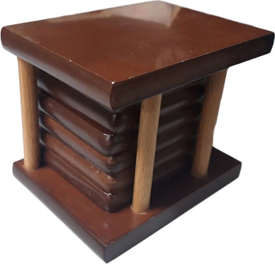 Karvounis Suporturi pentru pahare Lemn cu Suport Maro 12x8cm 6buc Karvounis Suporturi pentru pahare Lemn cu Suport Maro 12x8cm 6buc