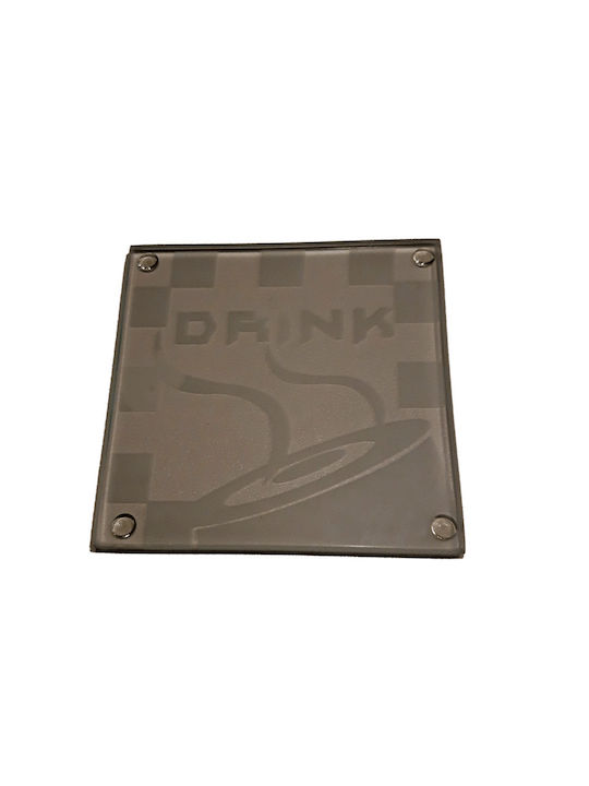 Καρβούνης Glass Transparent Coasters with Stand 6pcs