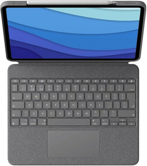 Logitech Combo Touch UK Flip Cover με Πληκτρολόγιο στα Αγγλικά UK Oxford Grey (iPad Pro 2021 12.9")
